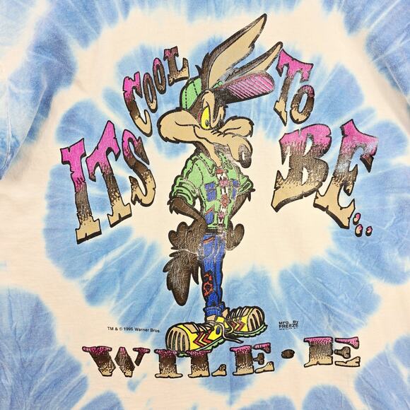 Vtg Wile E Coyote Its Cool Looney Tunes Shirt XXL Single Stitch USA 90s Tie Dye - Picture 3 of 12